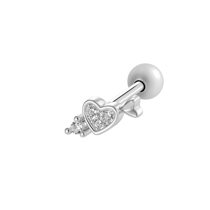 Boucle D'Oreille Piercing En Forme De Cœur En Cuivre Doré Et Zircon