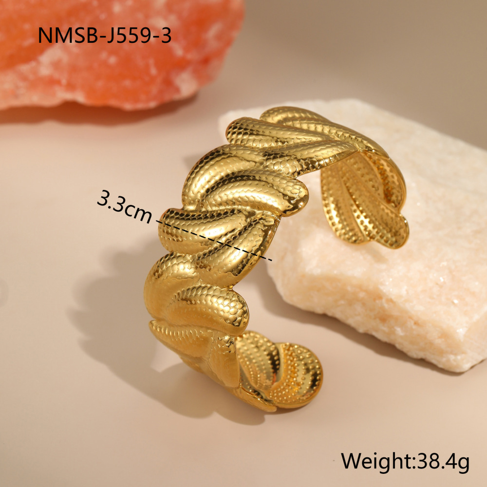 Bracelet Manchette Pour Femme, 1 Pièce, Élégant Et Luxueux, En Acier Inoxydable, Étanche, Avec Lignes Fines. 