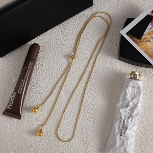 1 Magnifique Collier Long Pour Femme En Acier Inoxydable Imperméable Avec Pendentif Goutte Quotidien h5 Image7