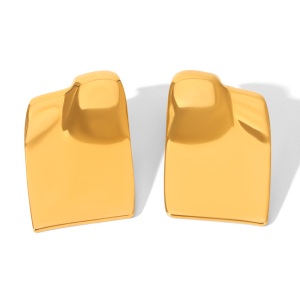 1 Paire De Boucles D'Oreilles Puces Rectangulaires Pour Femme, En Acier Inoxydable Étanche, Couleur Or, À Porter Au Quotidien. h5