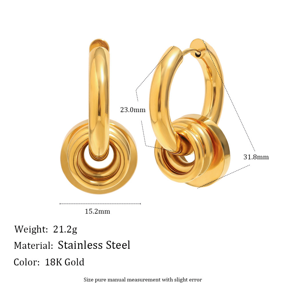 Boucles D'Oreilles Créoles Pour Femme, Simples, En Acier Inoxydable, Couleurs Or Et Argent, Étanches (1 Pièce). h5Image5