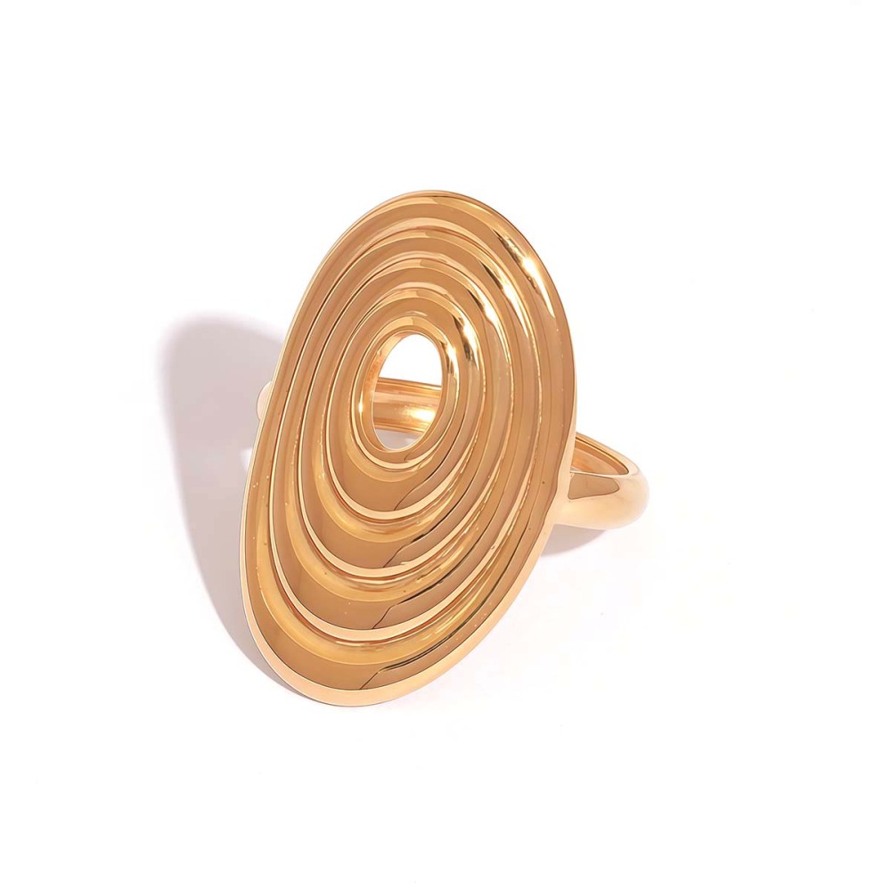 Bague Femme Style Rétro Rond Simple, En Acier Inoxydable Étanche (1 Pièce) 