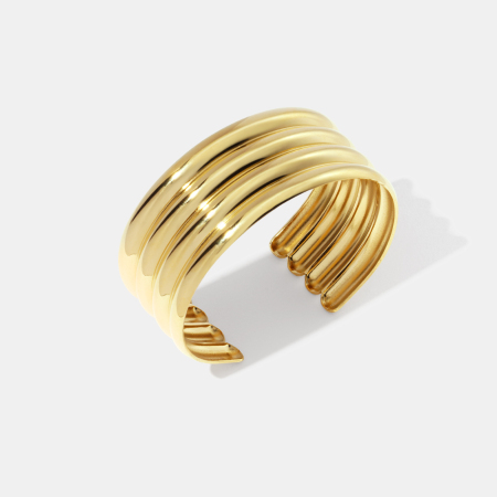 Bracelet manchette étanche en acier inoxydable doré