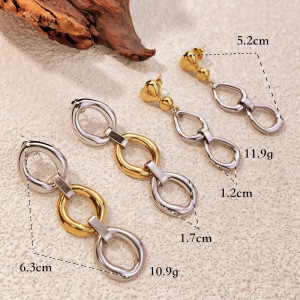 1 Paire De Boucles D'Oreilles Pendantes Classiques En Acier Inoxydable Étanche, Couleur Or h5 Image4