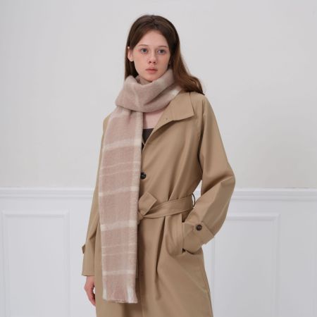 1 écharpe d'hiver confortable en polyester à carreaux pour femme