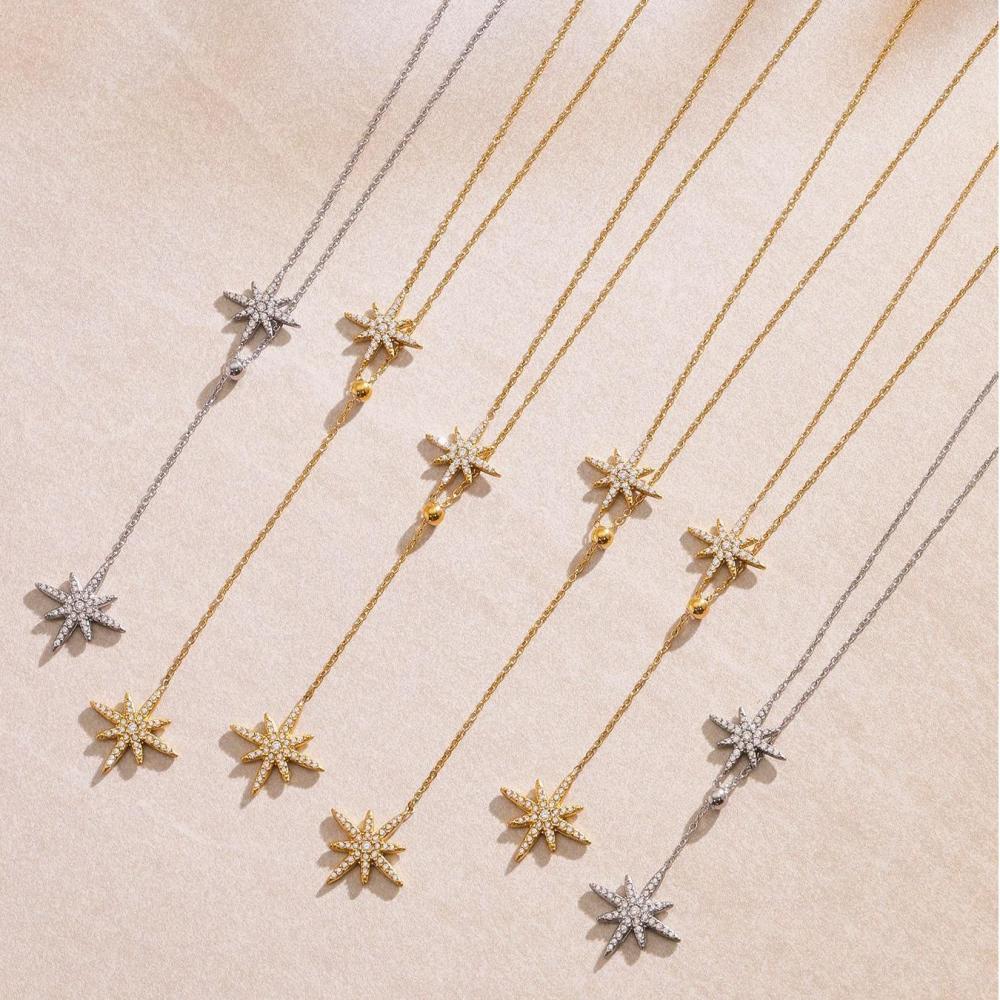 Collier Pendentif Femme Luxueux En Acier Inoxydable Doré, Orné D'Une Étoile (1 Pièce) Image5