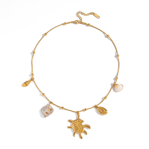 Collier Pendentif En Acier Inoxydable Couleur Or En Forme De Coquillage, 1 Pièce h5 Image6