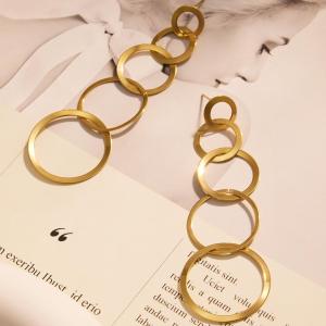 Ensembles De Bijoux Pour Femmes Casual Circle En Acier Inoxydable Étanche Couleur Or h5 Image6