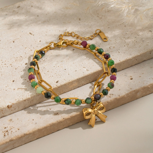 Bracelet En Acier Inoxydable Étanche Avec Perles De Pierre Naturelle (1 Pièce) h5 Image5