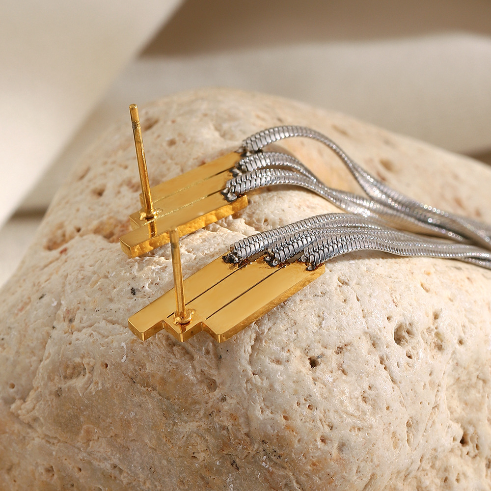 Boucles D'Oreilles Pendantes Pour Femme, En Acier Inoxydable Étanche, Avec Pompon, Couleurs Or Et Argent. Image6