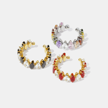 Bague luxueuse ronde en acier inoxydable étanche avec pierre précieuse