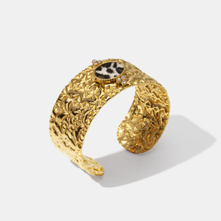 Bracelet manchette étanche en acier inoxydable à motif léopard et marteau 2