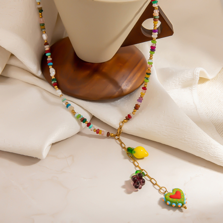Collier De Perles Pour Femme, 1 Pièce, Motif Raisin, Blocage De Couleur