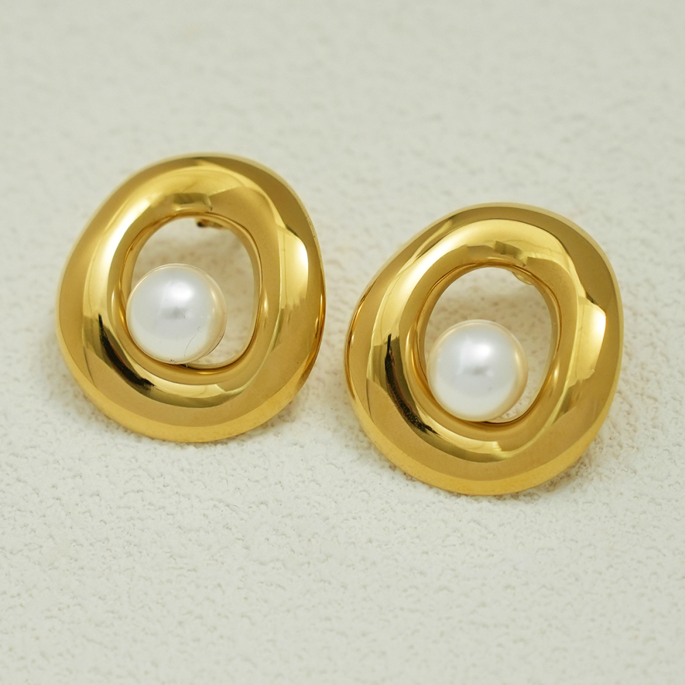 1 Paire De Boucles D'Oreilles Puces Pour Femme, Style Rétro, Forme Irrégulière, En Acier Inoxydable Étanche. Image6