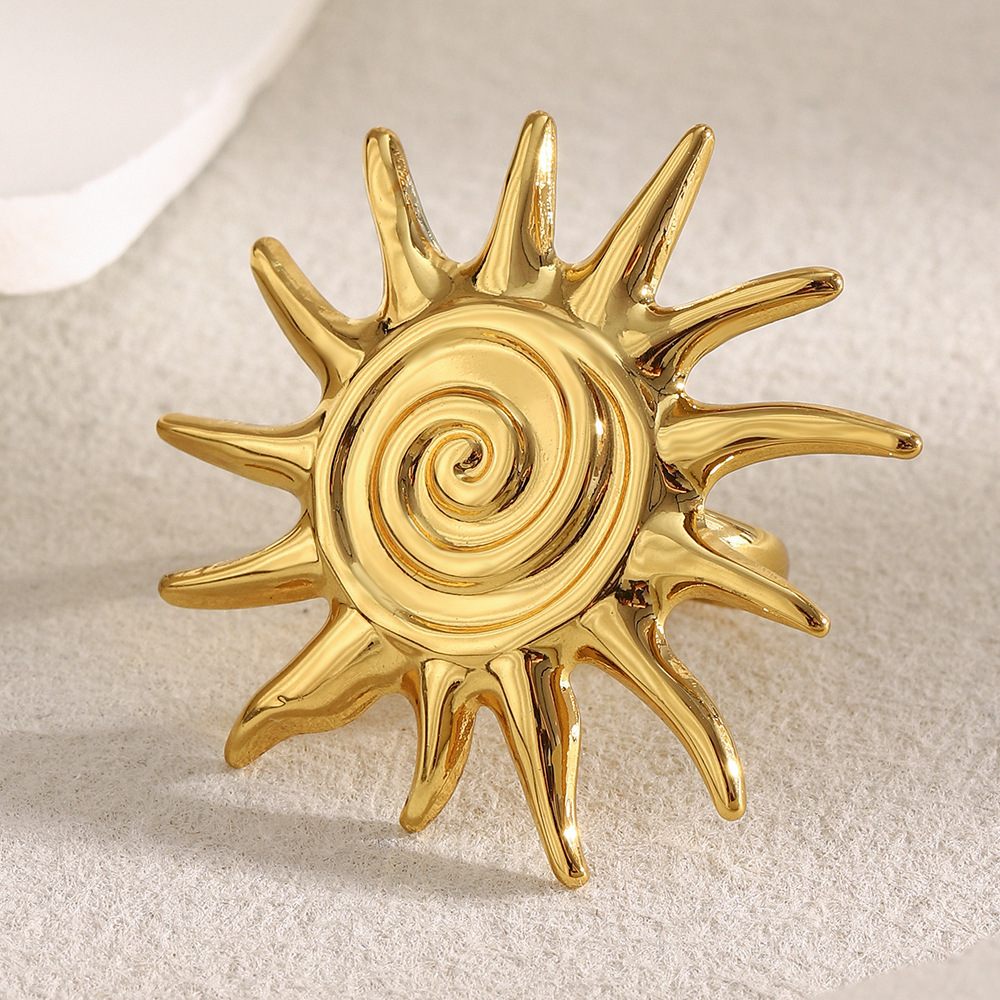 Ensembles De Bijoux Pour Femmes Classic Sun En Acier Inoxydable Étanche Couleur Or Image5
