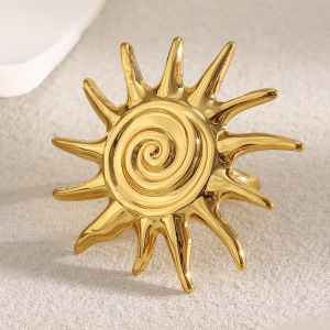 Ensembles De Bijoux Pour Femmes Classic Sun En Acier Inoxydable Étanche Couleur Or h5 Image5