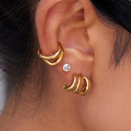 Boucles d'oreilles puces pour femme, en acier inoxydable doré, imperméables, de forme irrégulière (1 paire).