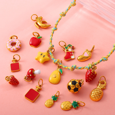 Pendentif DIY en acier inoxydable doré, étanche, en forme de fruit sucré (1 pièce) 2