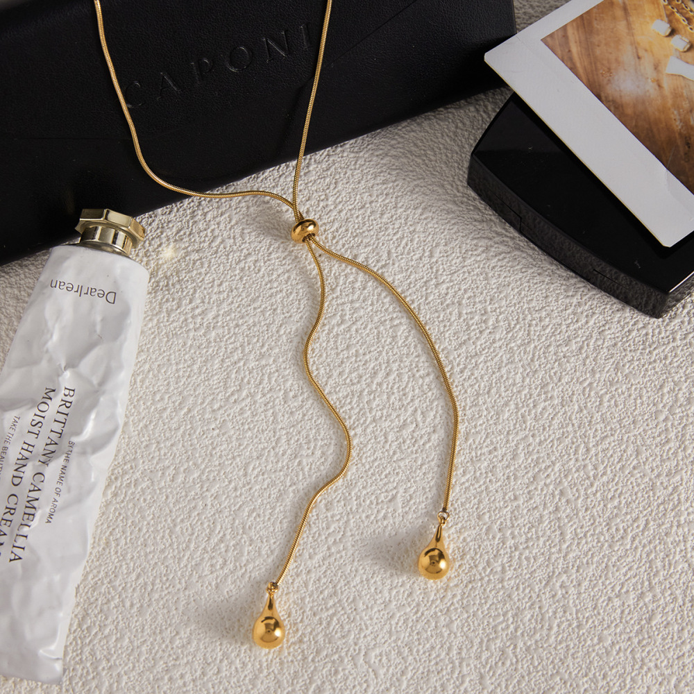 1 Magnifique Collier Long Pour Femme En Acier Inoxydable Imperméable Avec Pendentif Goutte Quotidien Image6
