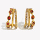 Boucles d'oreilles trois couches en zircon rouge diamant - Or 