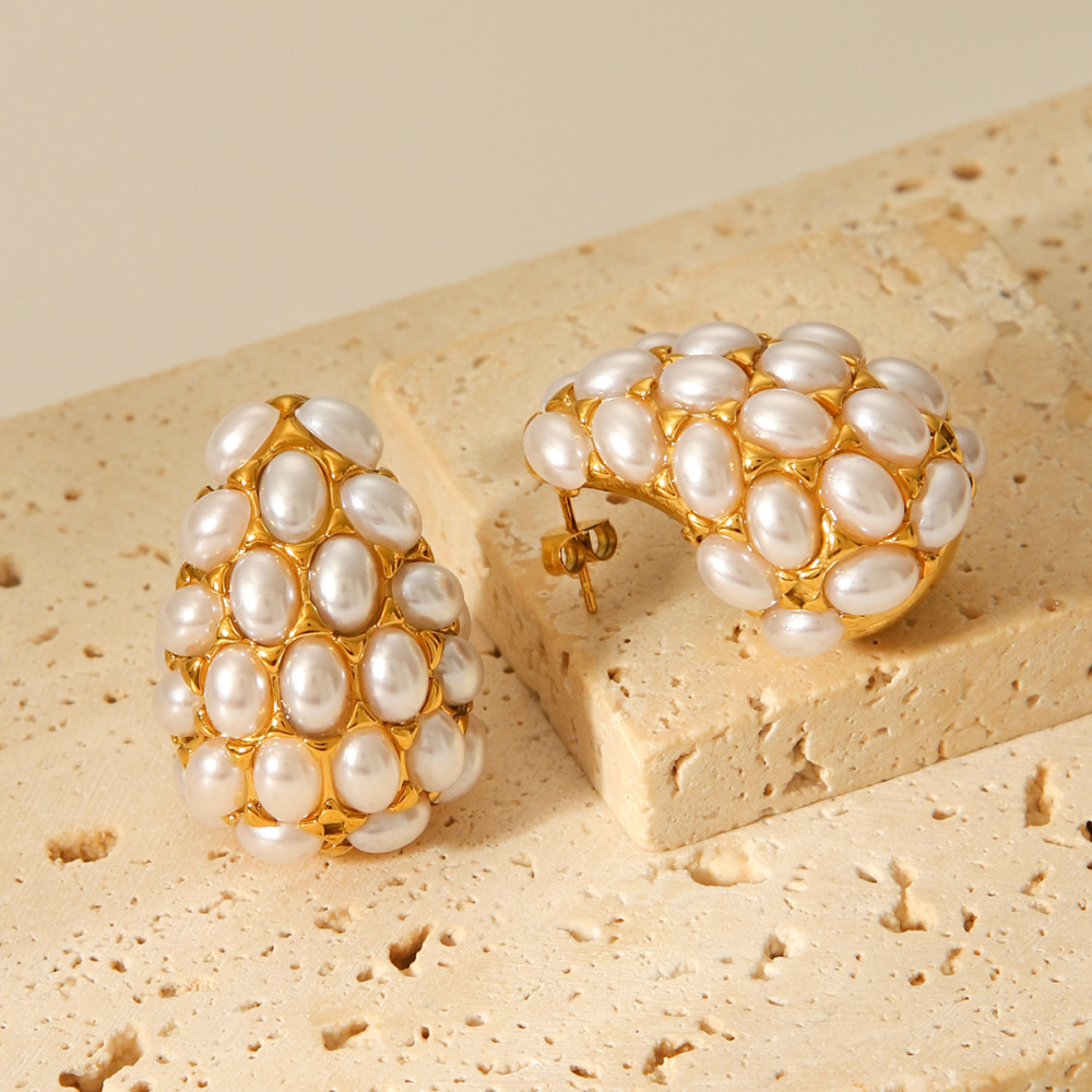 1 Paire De Boucles D'Oreilles Puces Simples Et Élégantes Pour Femme, En Acier Inoxydable Imperméable, De Forme Irrégulière. Image4