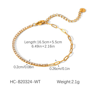 Bracelet Chaîne Femme Daily Patchwork En Acier Inoxydable Étanche Couleur Or (1 Pièce) h5 Image2