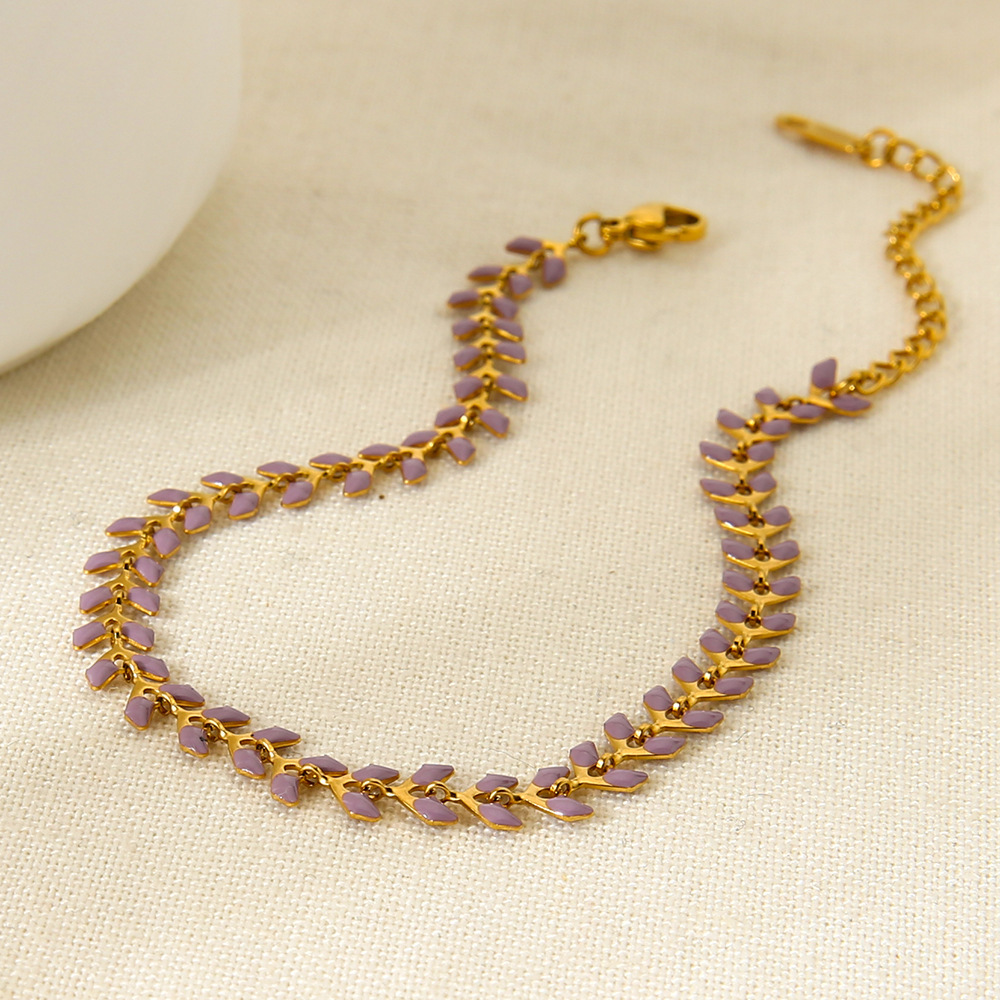 Bracelet Chaîne Simple Pour Femme, Rectangulaire, En Acier Inoxydable Étanche (1 Pièce). Image3