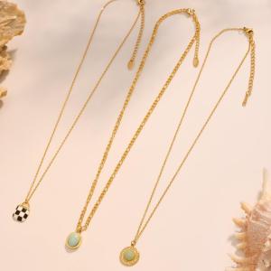 Colliers Pendentifs Ovales Élégants En Calaïte, Acier Inoxydable Et Étanches Pour Femmes h5 Image6