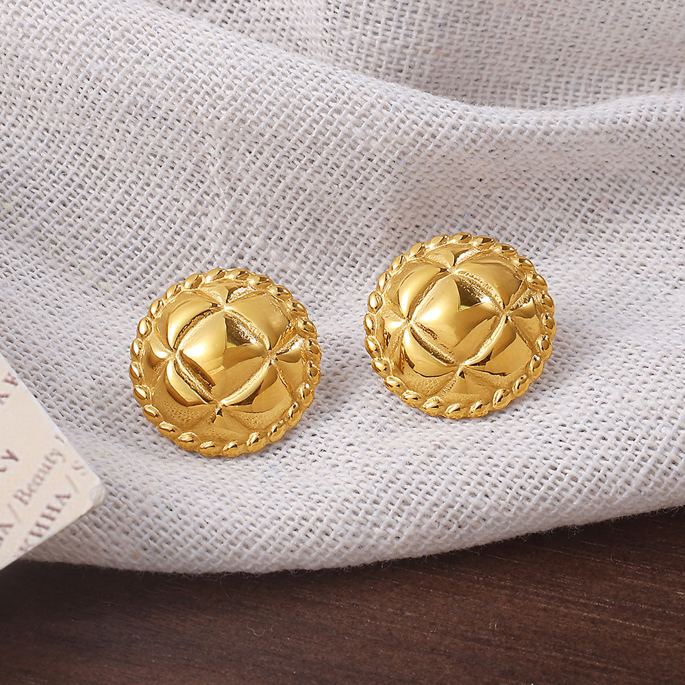 1 Paire De Boucles D'Oreilles Puces En Acier Inoxydable Doré, Étanches, En Forme De Cœur Image3