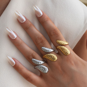 Bague Tendance Pour Femme, Style Patchwork Simple Et Décontracté, En Acier Inoxydable Étanche (1 Pièce). h5 Image6