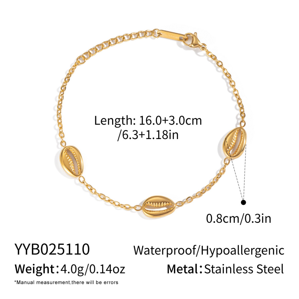 Ensembles De Bijoux Décontractés Pour Femmes En Acier Inoxydable Imperméable Couleur Or, Motif Conque 