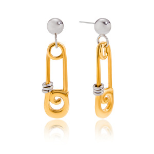 Boucles D'Oreilles Pendantes Pour Femme, Style Trombone Moderne, En Acier Inoxydable Étanche, Couleur Or (1 Paire). h5