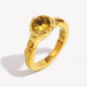 Bague fine en zircon simple - Champagne doré/numéro 6 