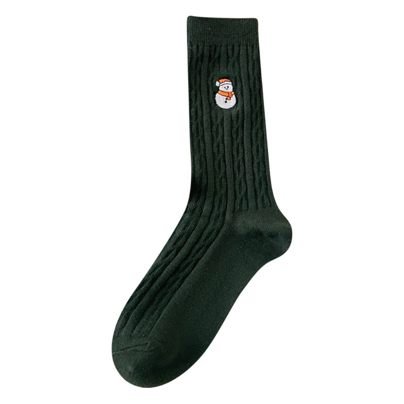 1 Paire De Chaussettes Mi-Mollet Classiques Et Décontractées En Coton Rouge Pour Femme, Motif Noël h5Image5