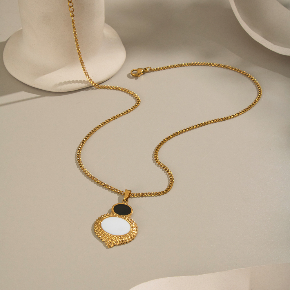 Ensemble De Collier Élégant Patchwork En Acier Inoxydable Imperméable Couleur Or Image5