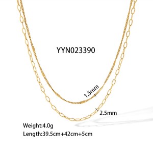 Colliers À Maillons Pour Femmes, Collection Simple Series Daily Chain, En Acier Inoxydable Étanche, Couleur Or h5 