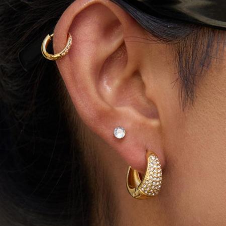 1 paire de boucles d'oreilles créoles pour femme, en acier inoxydable doré, étanches, de la série Luxueuse