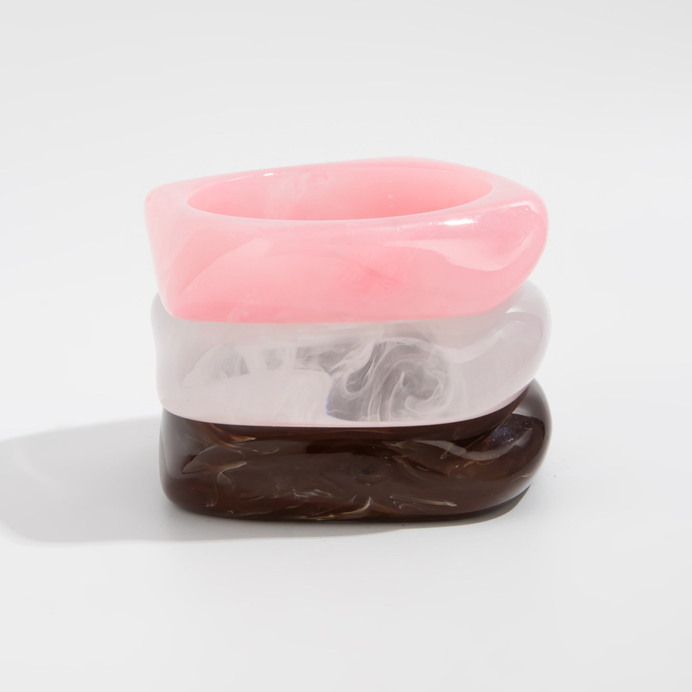 Bracelet Jonc Rétro En Résine De Forme Irrégulière Et Dégradé De Couleurs, 1 Pièce Image5