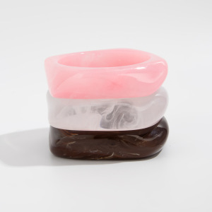 Bracelet Jonc Rétro En Résine De Forme Irrégulière Et Dégradé De Couleurs, 1 Pièce h5 Image5