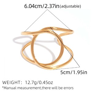 Bracelet Manchette Pour Femme, En Acier Inoxydable, Étanche, De Forme Irrégulière Et Naturelle (1 Pièce). h5 Image2