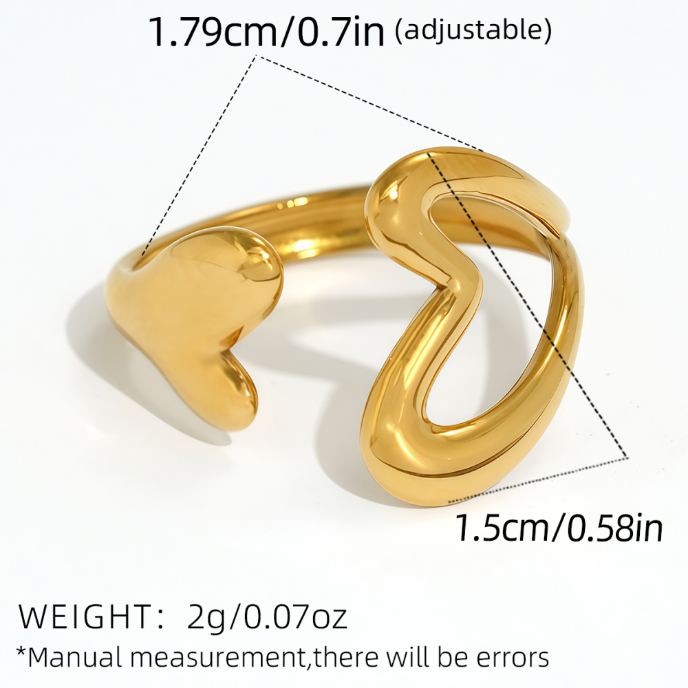 Bague Femme Simple, Ajourée, En Acier Inoxydable Étanche Couleur Or (1 Pièce) Image2