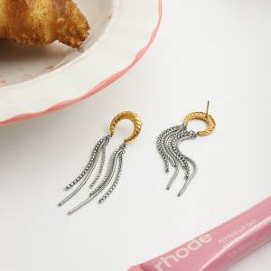 Boucles D'Oreilles Pendantes Pour Femme, Style Décontracté, Avec Pompon Et Lune, En Acier Inoxydable Étanche, Couleur Or (1 Paire). h5 Image6