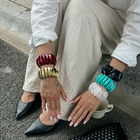 Bracelet jonc rétro en résine de forme irrégulière, 1 pièce 2