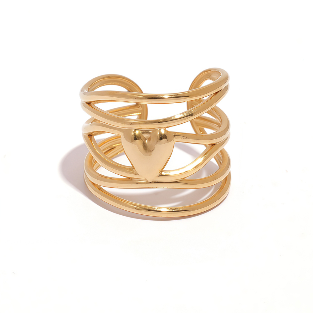 Bague Femme Simple, Rétro, En Forme De Cœur Irrégulière, En Acier Inoxydable Étanche (1 Pièce)