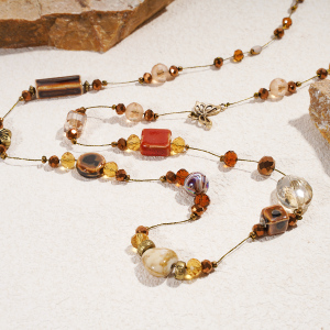 Collier Long En Céramique De Forme Irrégulière À Fleurs Rétro, 1 Pièce h5 Image5