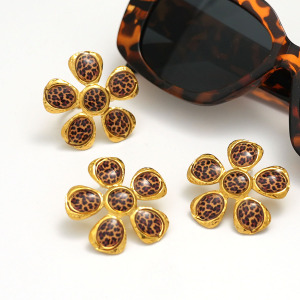 1 Paire De Boucles D'Oreilles À Tige En Acier Inoxydable Couleur Or Pour Femme, Série Simple, Motif Fleur Naturelle h5 Image4