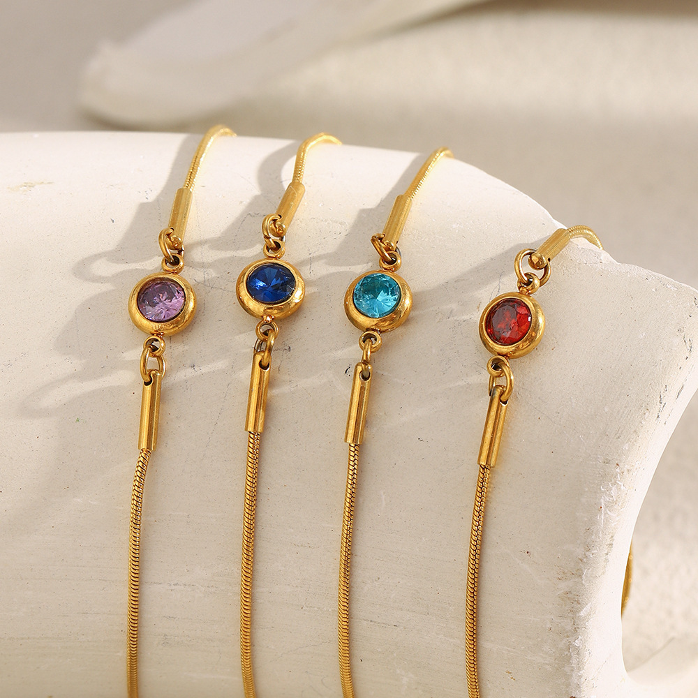 Bracelet Chaîne Simple Et Élégant Pour Femme, En Acier Inoxydable Étanche, Couleur Or (1 Pièce). Image3