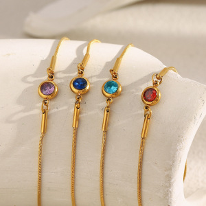 Bracelet Chaîne Simple Et Élégant Pour Femme, En Acier Inoxydable Étanche, Couleur Or (1 Pièce). h5 Image3