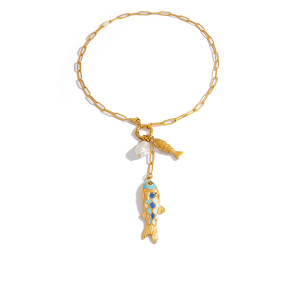 Collier Pendentif Femme En Acier Inoxydable Étanche, Léger, Luxueux Et Haut De Gamme, En Forme De Poisson. h5