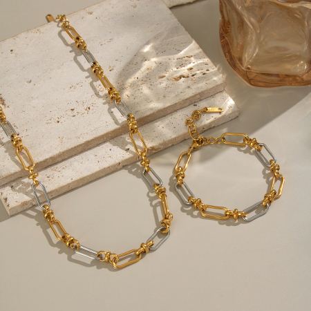 Ensemble de colliers étanches en acier inoxydable doré et argenté